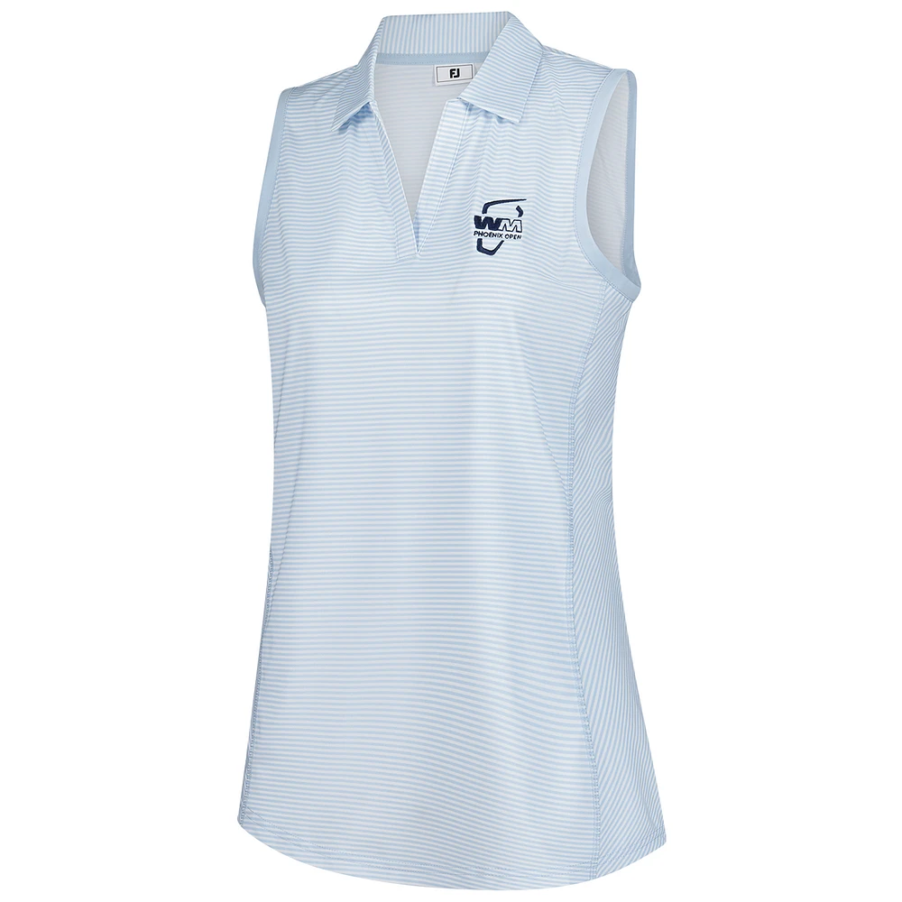 Women's FootJoy  Light Blue WM Phoenix Open Striped Sleeveless Polo