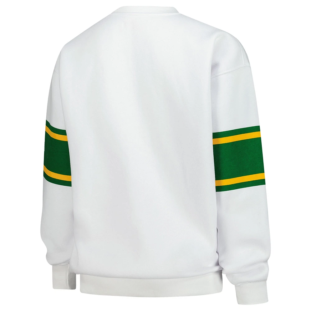 Women's Barstool Golf White WM Phoenix Open People's Varsity Oversized Crewneck Sweatshirt