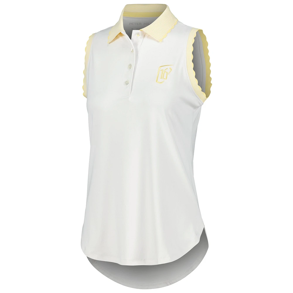 Women's Peter Millar White/Yellow WM Phoenix Open Opal Stretch Sleeveless Jersey Polo