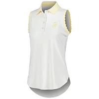 Women's Peter Millar White/Yellow WM Phoenix Open Opal Stretch Sleeveless Jersey Polo