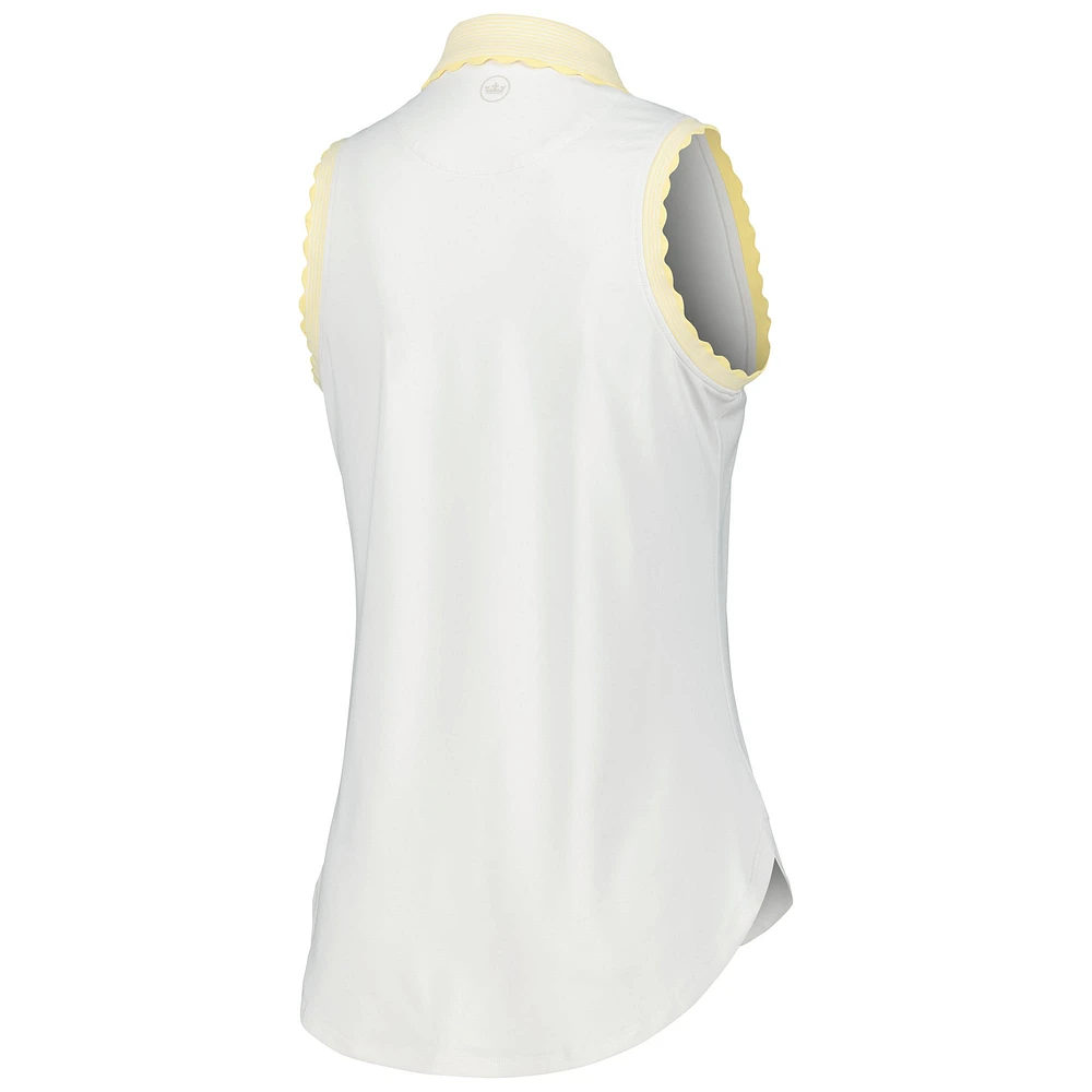 Women's Peter Millar White/Yellow WM Phoenix Open Opal Stretch Sleeveless Jersey Polo