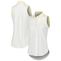 Women's Peter Millar White/Yellow WM Phoenix Open Opal Stretch Sleeveless Jersey Polo