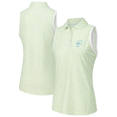 Polo sans manches en maille sport à bandes ouvertes Peter Millar White WM Phoenix pour femme