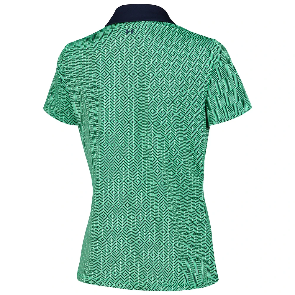 Polo vert Under Armour WM Phoenix Open Playoff 3.0 Optic Diamond pour femme