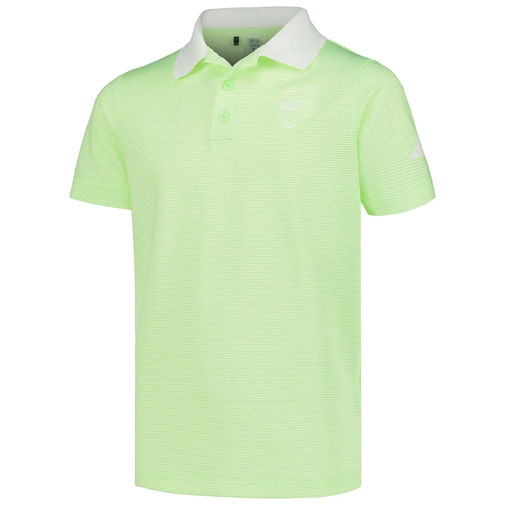 Youth adidas Neon Green WM Phoenix Open Striped Polo