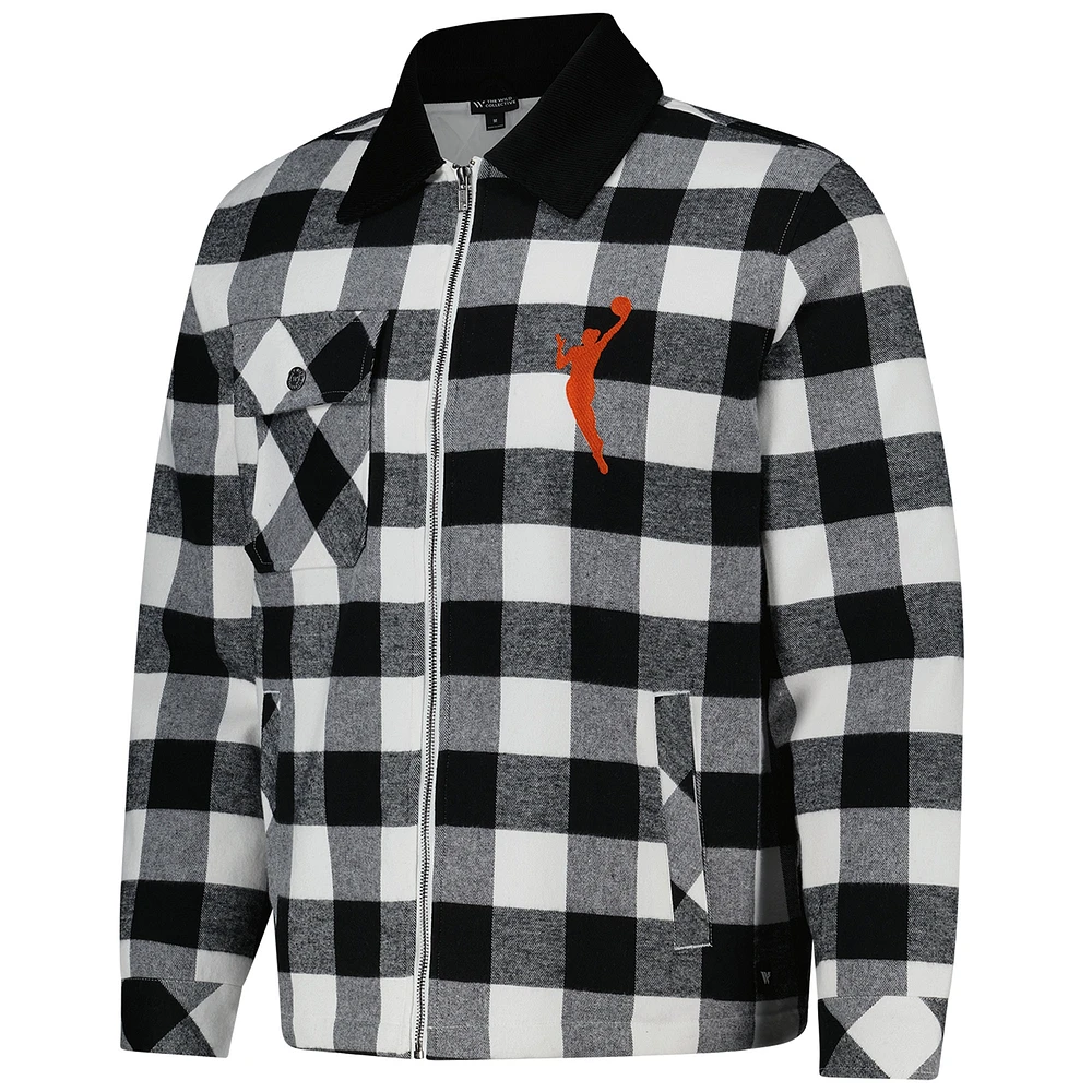 Unisex The Wild Collective Black/White WNBA Gear Flannel Full-Zip Shacket