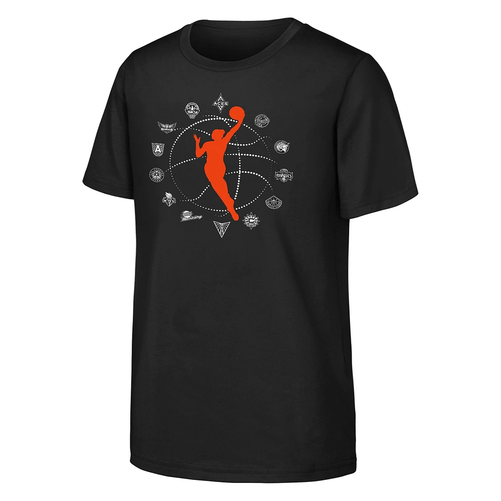 T-shirt noir WNBA All Teams Circle pour jeunes