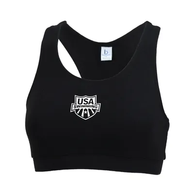 USA Swimming Women's Racerback Sports Bra - Black