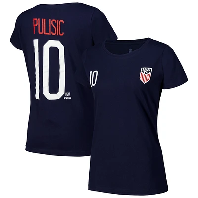 Women's Christian Pulisic Navy USMNT Name & Number T-Shirt