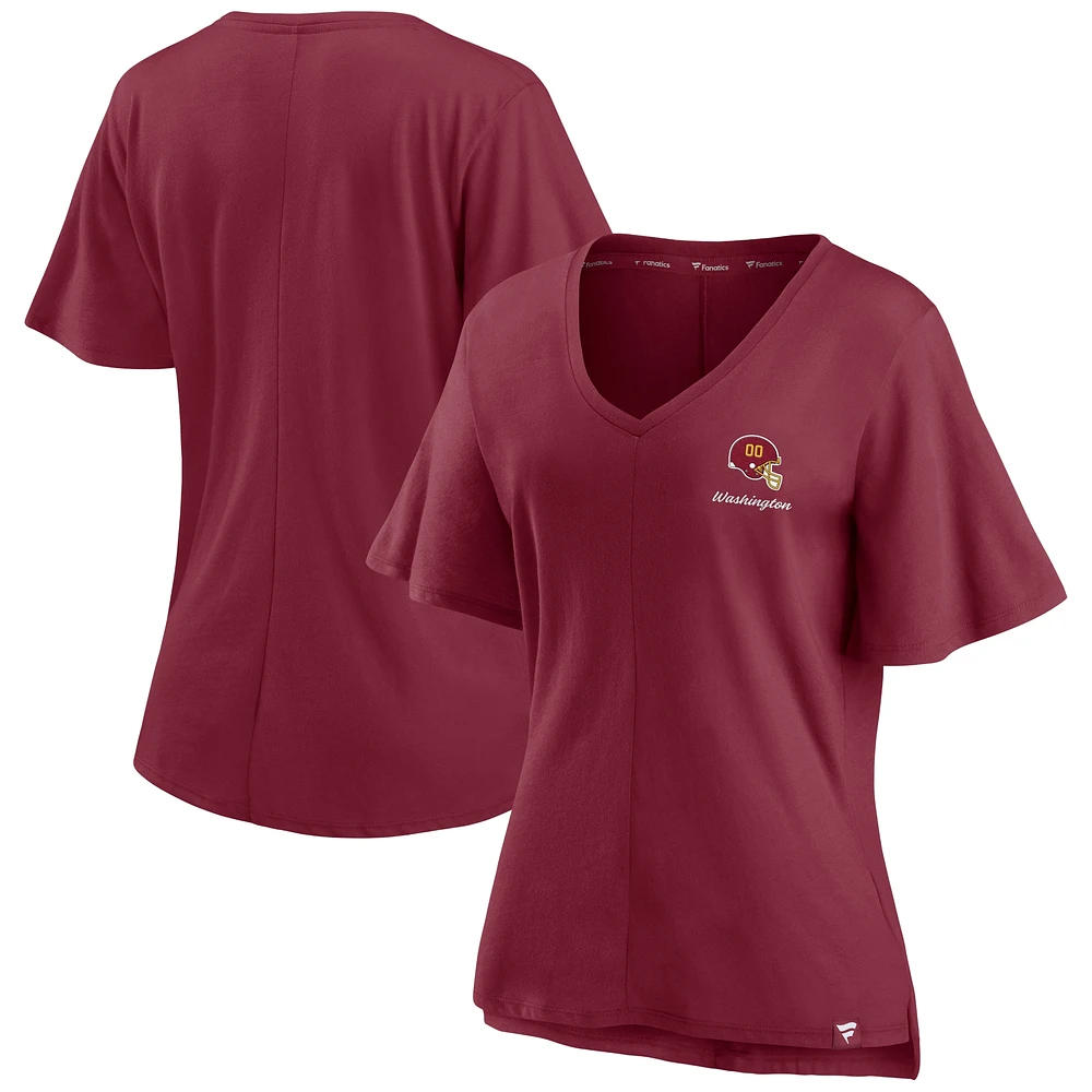 Women's Fanatics Burgundy Washington Football Team Southpaw Flutter V-Neck T-Shirt