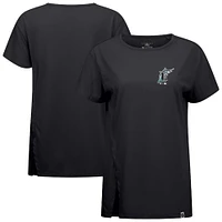 Women's Levelwear Black Florida Marlins Cooperstown Collection Influx Core Logo T-Shirt