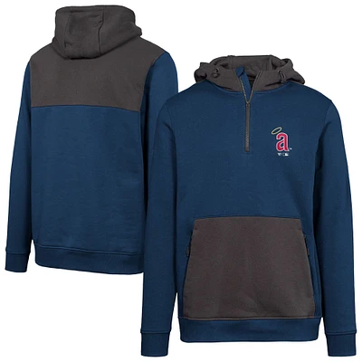 Women's Levelwear Navy California Angels Cooperstown Collection Chicane Core Logo Quarter-Zip Pullover Hoodie