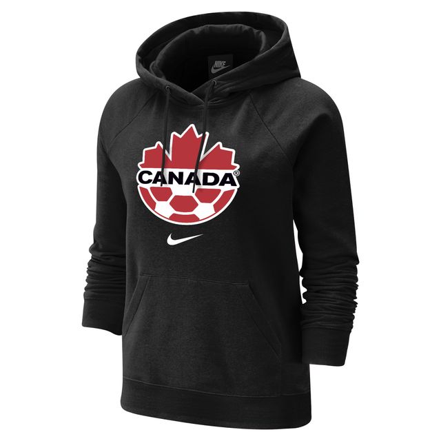 Chandail à manches raglan Nike Canada Soccer Varsity Fleece pour femme - Noir capuchon