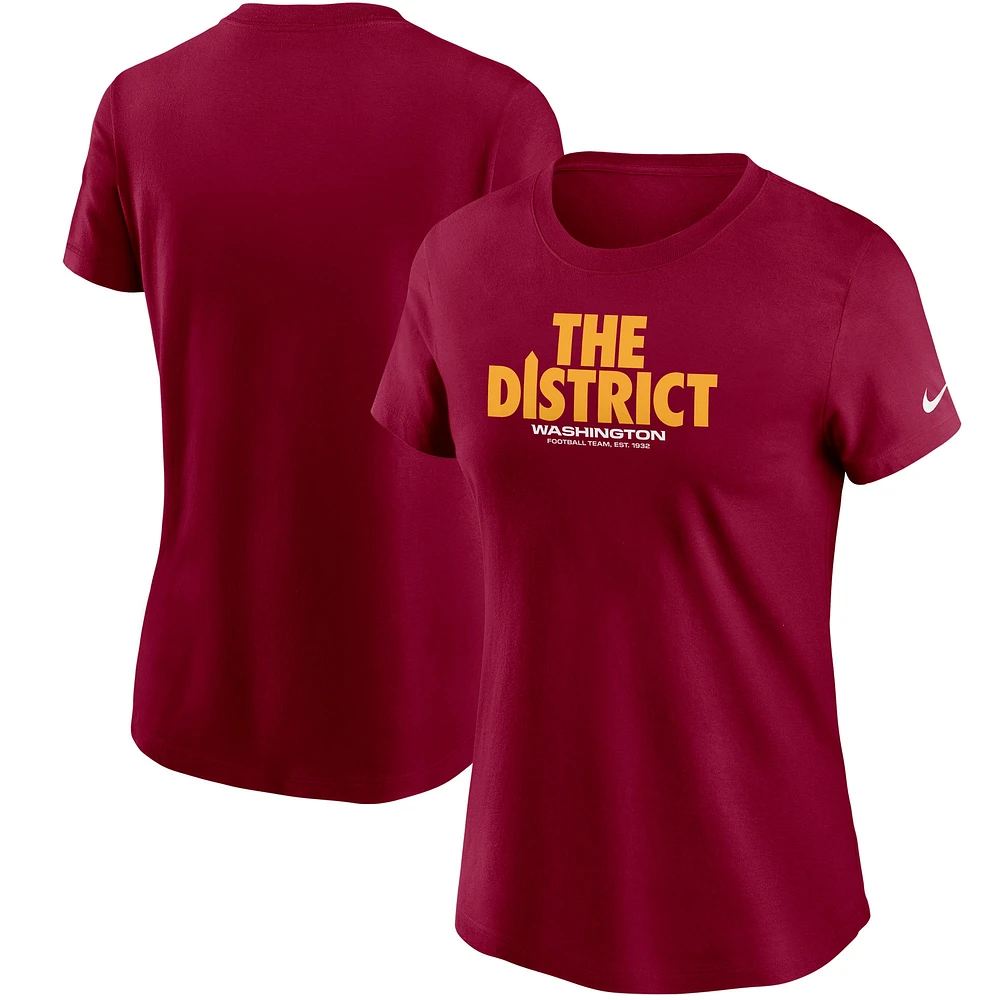 T-shirt Nike bordeaux pour femme de l'équipe football Washington la collection Hometown