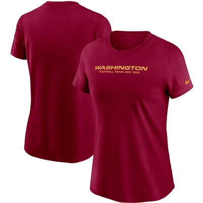 T-shirt essentiel avec logo de l'équipe football Nike Washington pour femme, bordeaux