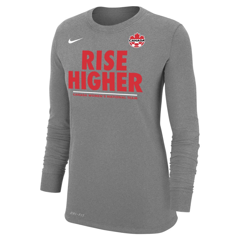 Women's Nike Gray Canada National Team Rise Higher Performance - Long Sleeve T-Shirt