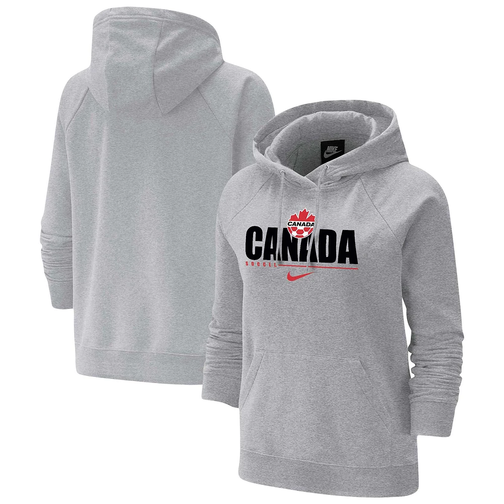 Chandail à capuchon raglan trois mélanges en molleton universitaire pour femme de l'équipe nationale Nike Canada femme, gris