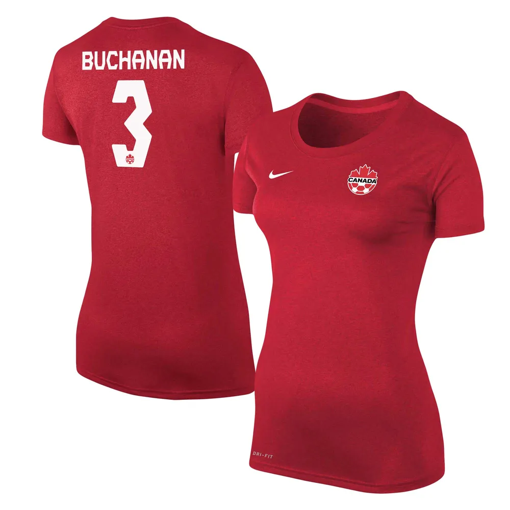 T-shirt performance avec nom et numéro de légende du soccer Canada Kadeisha Buchanan pour femme Nike - rouge