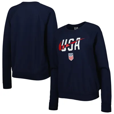 USMNT Nike Women's Lockup Varsity Tri-Blend Raglan Pullover Sweatshirt - Navy
