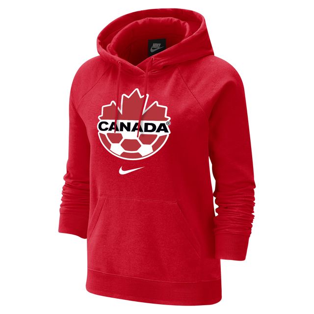 Chandail raglan Nike Canada Soccer Varsity Fleece pour femme - Rouge à capuchon