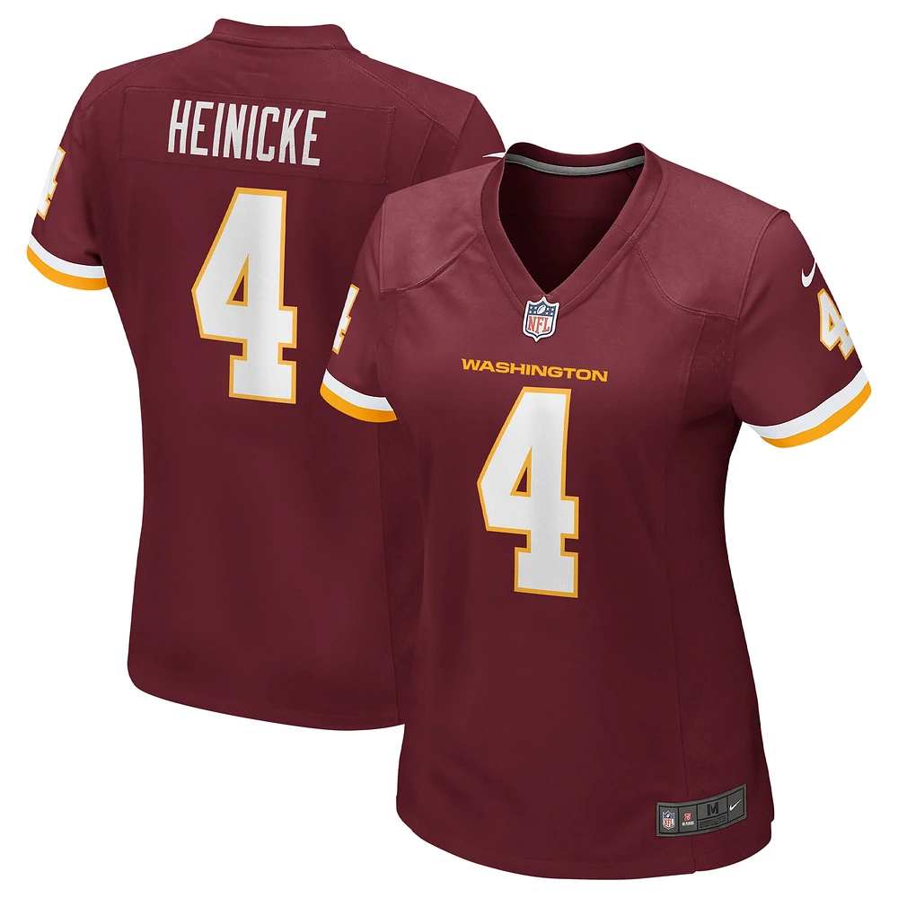 Maillot de match l'équipe football Washington Nike pour femme Taylor Heinicke bordeaux