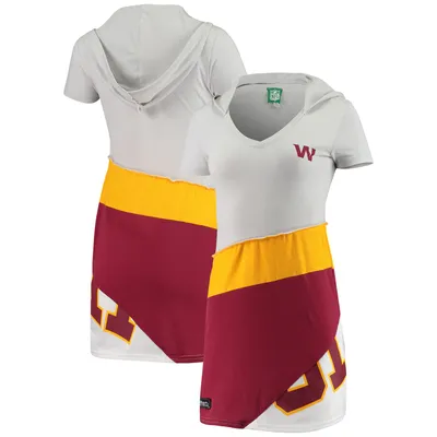 Women's Refried Apparel Gray/Burgundy Washington Football Team Sustainable Hooded Mini Dress