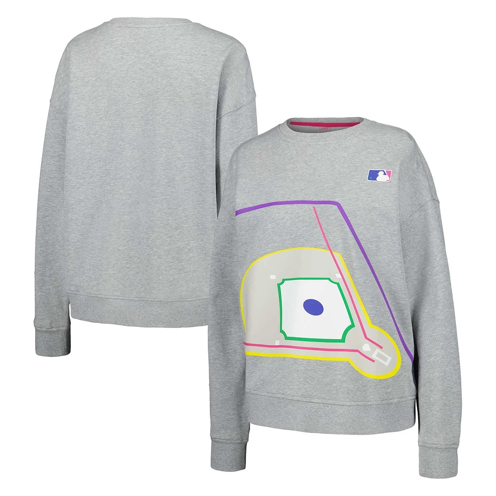 Women's Terez Gray MLB Baseball Field Pullover Sweatshirt