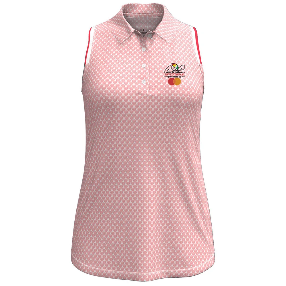 Polo sans manches à imprimé ballons Under Armour Arnold Palmer Invitational Playoff 3.0 rose pour femme