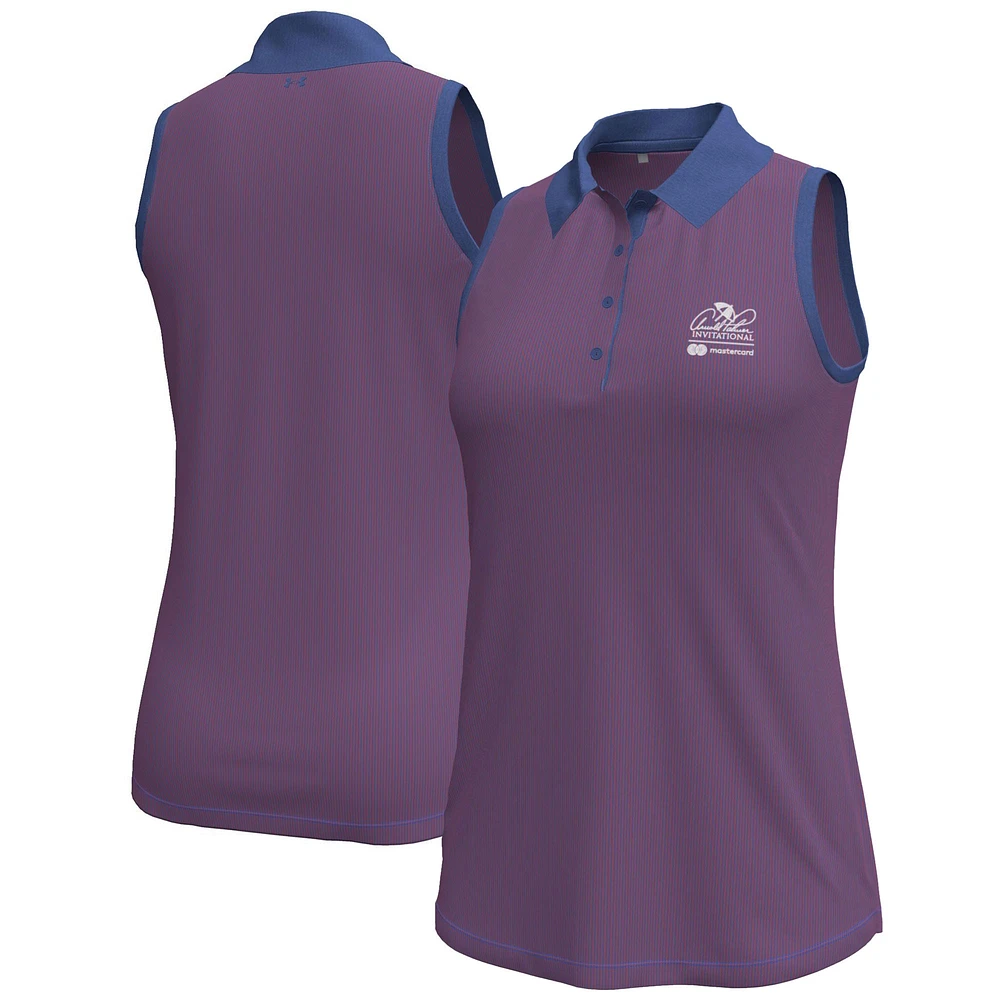 Polo violet sans manches en jacquard à rayures Pin Arnold Palmer Invitational Playoff 3.0 pour femme Under Armour