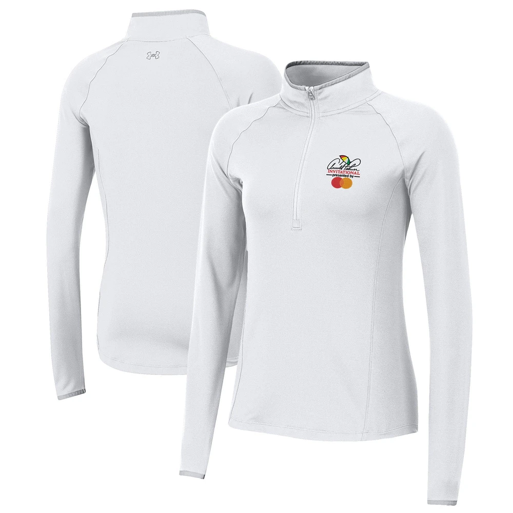 Women's Under Armour  White Arnold Palmer Invitational T2 Green Quarter-Zip Pullover Top