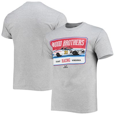 Men's Checkered Flag Heathered Gray Wood Brothers Racing Vintage T-Shirt