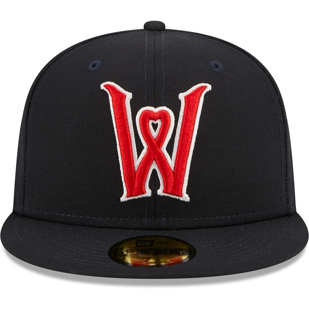 Men's New Era Navy Worcester Red Sox Authentic Collection 59FIFTY Fitted Hat