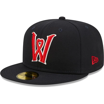 Men's New Era Navy Worcester Red Sox Authentic Collection 59FIFTY Fitted Hat