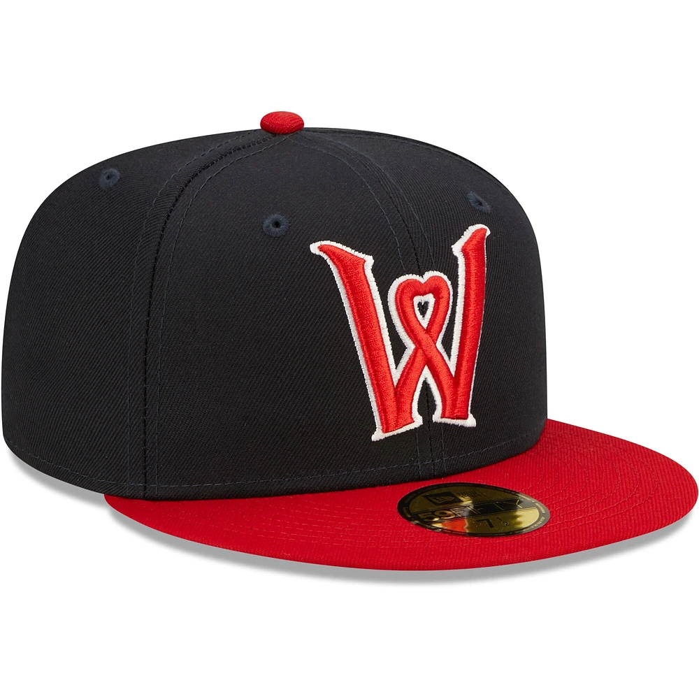 Casquette ajustée New Era Worcester Red Sox Authentic Collection Team Alternate 59FIFTY pour homme, bleu marine