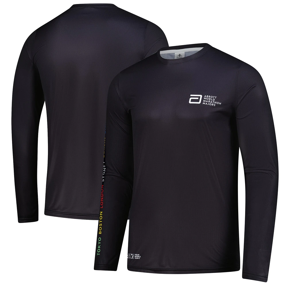 Men's Always Advancing Black Abbott World Marathon Majors 7 City Long Sleeve T-Shirt