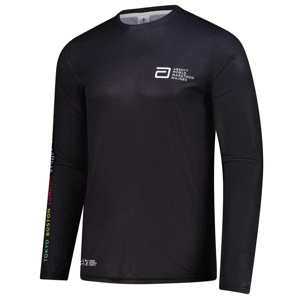 Men's Always Advancing Black Abbott World Marathon Majors 7 City Long Sleeve T-Shirt