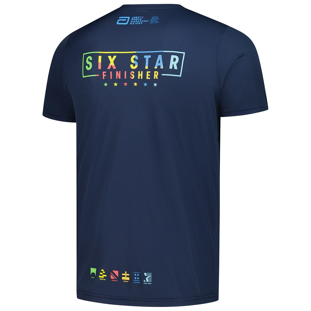 T-shirt bleu marine pour homme Abbott World Marathon Majors Six Star