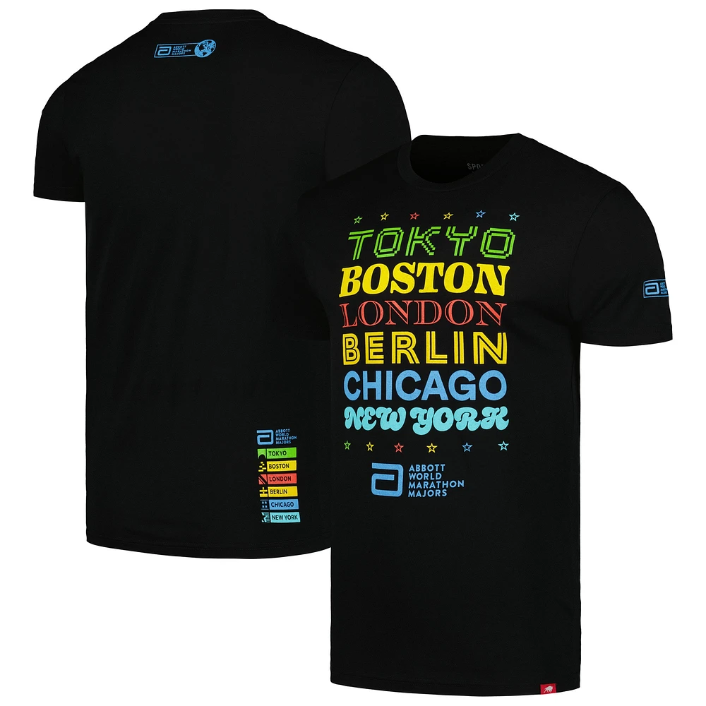 Unisex Sportiqe Black World Marathon Majors Bingham Tri-Blend T-Shirt