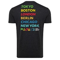 T-shirt triple mélange confortable Sportiqe Heather Black World Marathon Majors unisexe