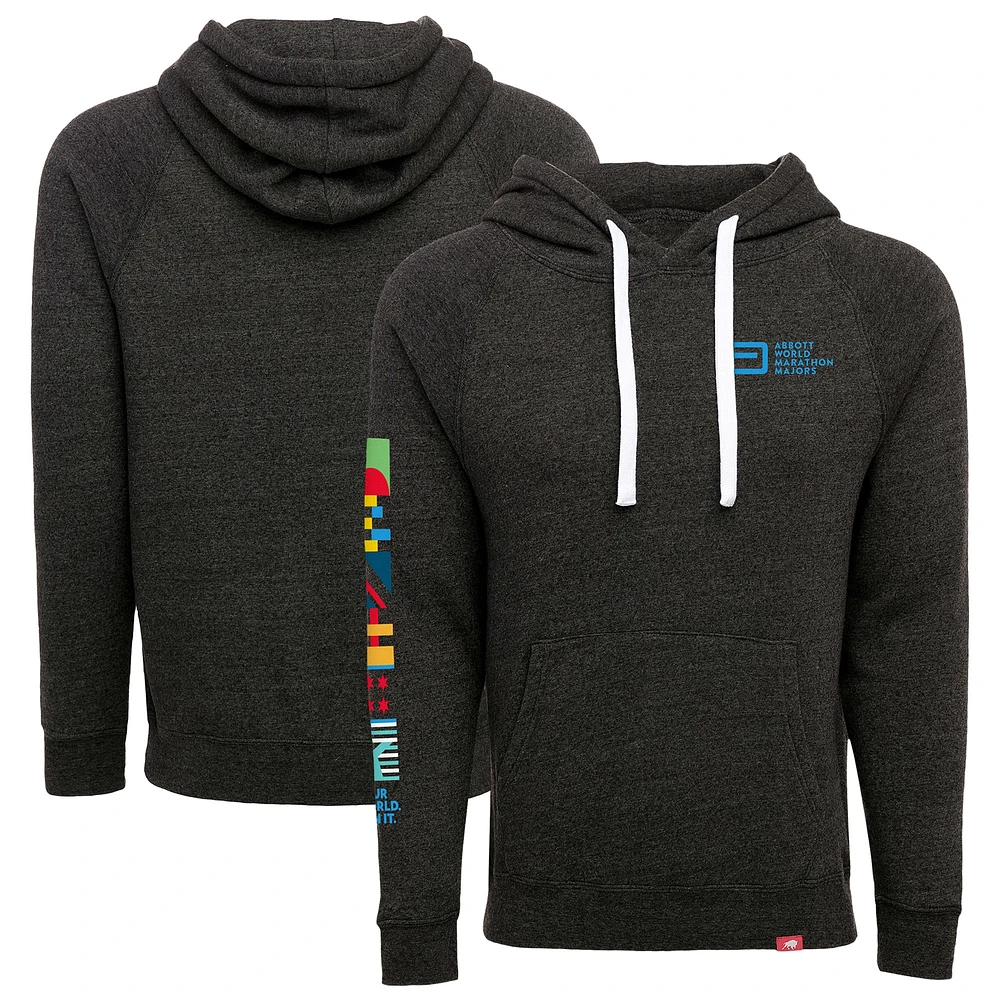 Unisex Sportiqe  Heather Black World Marathon Majors Olsen Pullover Hoodie