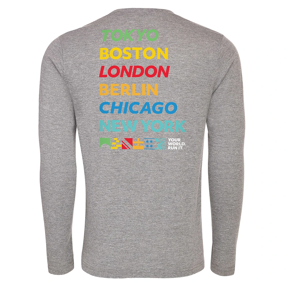 Unisex Sportiqe Heather Gray Abbott World Marathon Majors Comfy Long Sleeve Tri-Blend T-Shirt