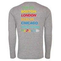 Unisex Sportiqe  Heather Gray World Marathon Majors Comfy Long Sleeve Tri-Blend T-Shirt