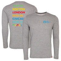 T-shirt triple mélange confortable à manches longues Sportiqe Heather Grey World Marathon Majors unisexe