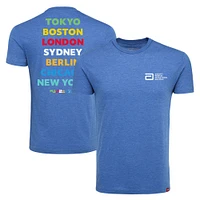 T-shirt unisexe Sportiqe Heather Royal Abbott World Marathon Majors confortable en trois parties