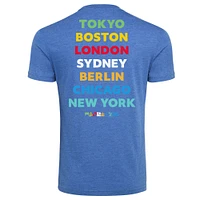 T-shirt unisexe Sportiqe Heather Royal Abbott World Marathon Majors confortable en trois parties