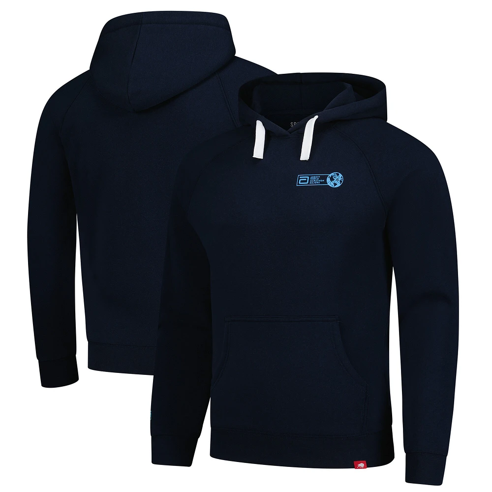 Sweat à capuche unisexe Sportiqe bleu marine Abbott World Marathon Majors Six Star Finisher Olsen Tri-Blend