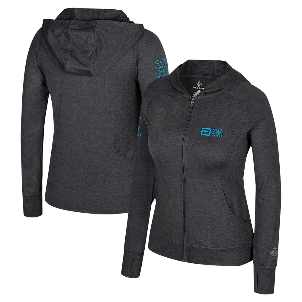 Veste à capuche entièrement zippée recyclée Colosseum Black Abbott World Marathon Majors Aflame pour femme