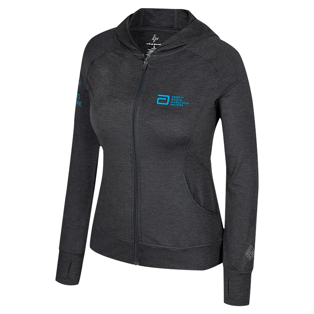 Veste à capuche entièrement zippée recyclée Colosseum Black Abbott World Marathon Majors Aflame pour femme