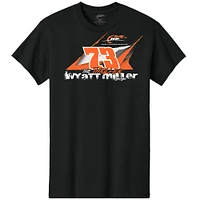T-shirt noir officiel de l'équipe JR Motorsports pour homme, Wyatt Miller n° 73, vainqueur la course 2025 Hickory Motor Speedway