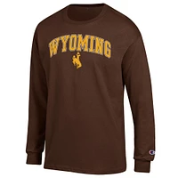 Men's Champion  Brown Wyoming Cowboys Arch Over Logo Long Sleeve T-Shirt